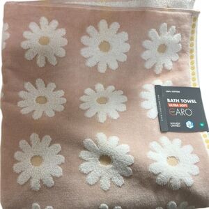 Caro Ultra Soft Pink, White and Yellow Bath Towels Set of 2